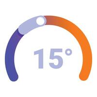Circular temperature gauge showing 15 degrees celsius or fahrenheit vector