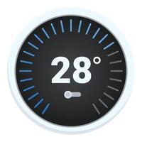 Modern round thermostat showing temperature is increasing vector
