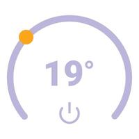 Modern thermostat showing 19 degrees celsius temperature setting vector