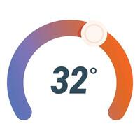 Circular temperature gauge showing 32 degrees celsius or fahrenheit vector