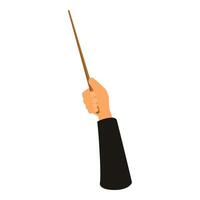 Hand holding a wooden pointer stick on white background vector