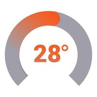 Circular progress bar showing 28 percent complete vector