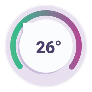 Circular progress bar showing 26 degrees temperature vector