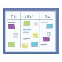 Scrum board showing work in progress with sticky notes vector