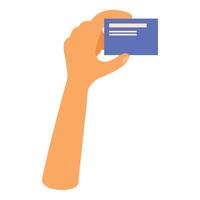 Hand holding business card with copy space vector