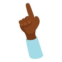 Dark skin hand pointing up with index finger vector