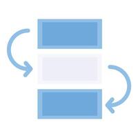 Data synchronization icon showing data transferring with arrows vector