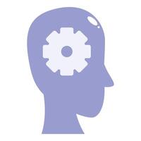 Human head silhouette showing rotating gears for thought process vector