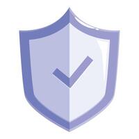Blue shield displaying check mark providing security and protection vector