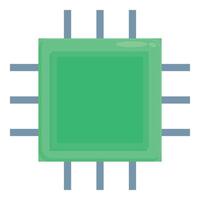 Green cpu chip connecting with pins on motherboard vector