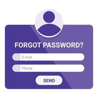 User account recovery page requesting email or phone number vector