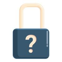 Closed padlock displaying question mark raising security concerns vector