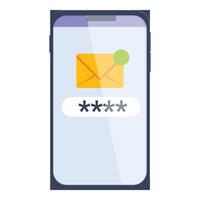 Smartphone display showing new email notification with password request vector