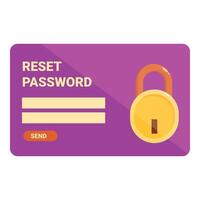 Reset password form with padlock showing cybersecurity vector