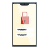 Smartphone showing password protected login screen with padlock icon vector