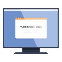 Computer screen displaying verification code entry form vector