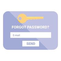 Online form asking user to enter email for forgotten password vector