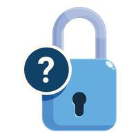 Blue padlock displaying question mark icon highlighting security concerns vector
