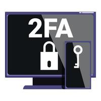 Two factor authentication process showing on computer and smartphone screen vector