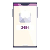 Smartphone is displaying a notification of 2484 unread emails vector