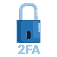 Blue padlock representing two factor authentication security system vector
