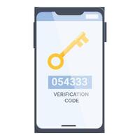 Smartphone showing verification code for two factor authentication vector