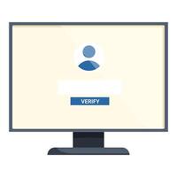 Computer monitor displaying user verification page with verify button vector