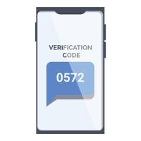 Smartphone showing verification code notification on screen vector