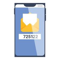 Smartphone showing new email notification with one time password vector