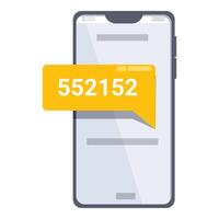 Smartphone showing one time password notification on screen vector