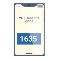 Smartphone showing verification code on screen for 2 step authentication vector