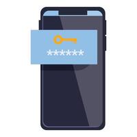Modern smartphone displaying password protection with key icon vector