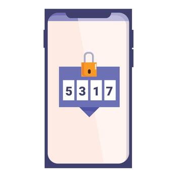 Smartphone showing password protected screen with locked padlock vector