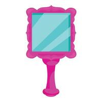 Pink hand mirror with ornate frame reflecting light vector