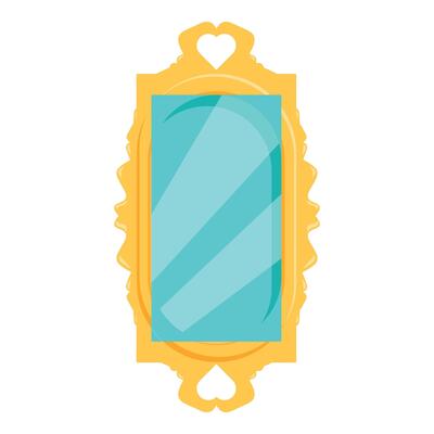 Ornate gold mirror reflecting light on white background