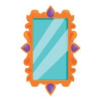 Orange mirror with ornate frame reflecting light vector