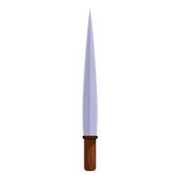 Ancient metal dagger with wooden hilt pointing up isolated on white background vector