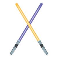 Two light sabers crossing forming an x shape on white background vector