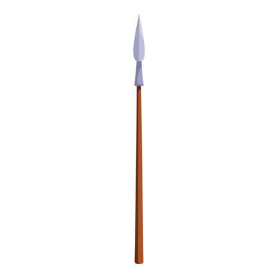 Ancient spear pointing up isolated on white background