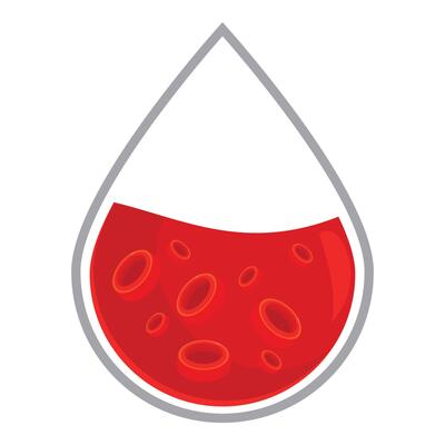 Blood drop showing red blood cells flowing inside