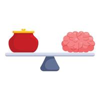 Balance between money and brain representing spending choice vector