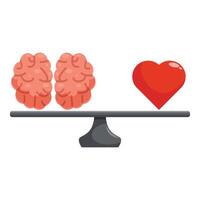 Balance scale weighing logic of brain and love of heart vector
