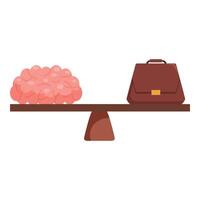 Brain and briefcase balancing on a seesaw vector