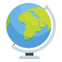 Blue and green globe rotating on stand showing africa and asia vector