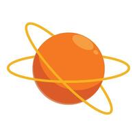 Orange planet rotating with two orbital rings vector