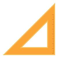 Classic wooden triangle ruler measuring length and angles vector