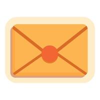 Closed yellow envelope with red wax seal secured shut with string vector