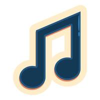 Blue eighth note floating over a yellow background vector