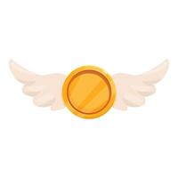 Golden coin with wings is flying representing fast money transfer concept vector