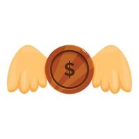 Golden coin with wings flying representing fast easy money transfer concept vector
